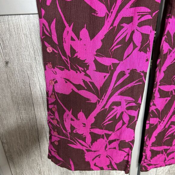 Soft Surroundings Wide Leg Pants S Gauze Tropical Floral Beach Pull On NEW - Picture 2 of 8